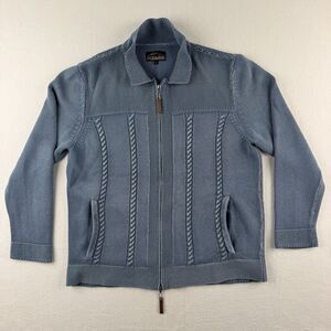Overland Lakeridge Cotton Sweater Jacket Large Men’s Blue Long Sleeve Full Zip